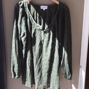 Olive green lacy tunic top
